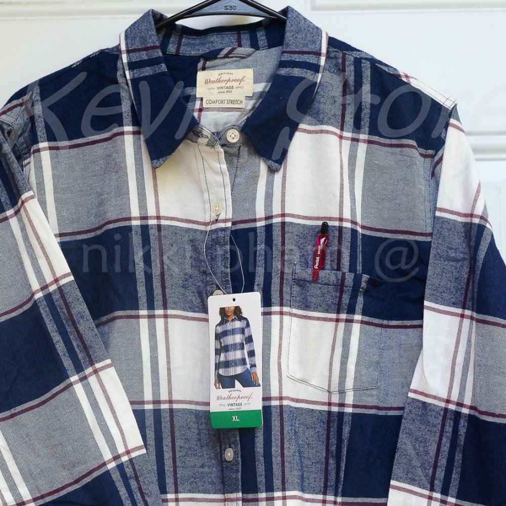 NWT Weatherproof® Vintage flannel long sleeve in blue - Picture 3 of 6